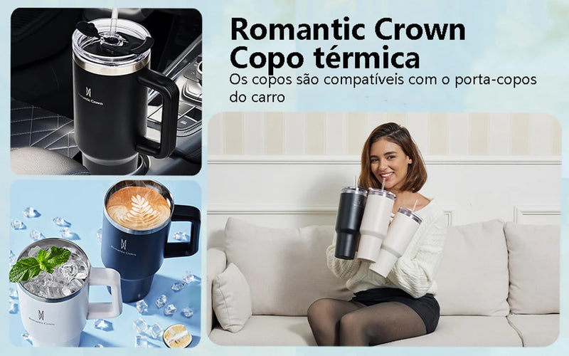 🥤 Copo Térmico Romantic Crown — Estilo, Durabilidade e Bebida na Temperatura Certa!