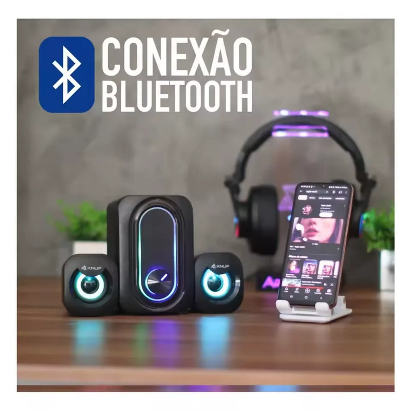 Caixa De Som Bluetooth RGB Potente Para SMART TV Celular Computador Usb