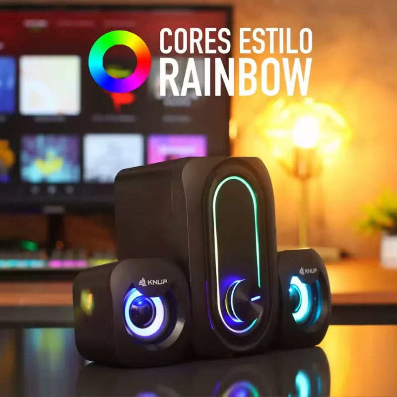 Caixa De Som Bluetooth RGB Potente Para SMART TV Celular Computador Usb