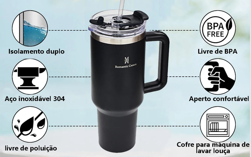 🥤 Copo Térmico Romantic Crown — Estilo, Durabilidade e Bebida na Temperatura Certa!